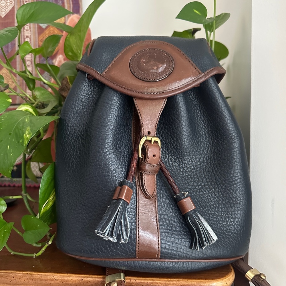 Navy and Brown Leather Dooney & Bourke Backpack